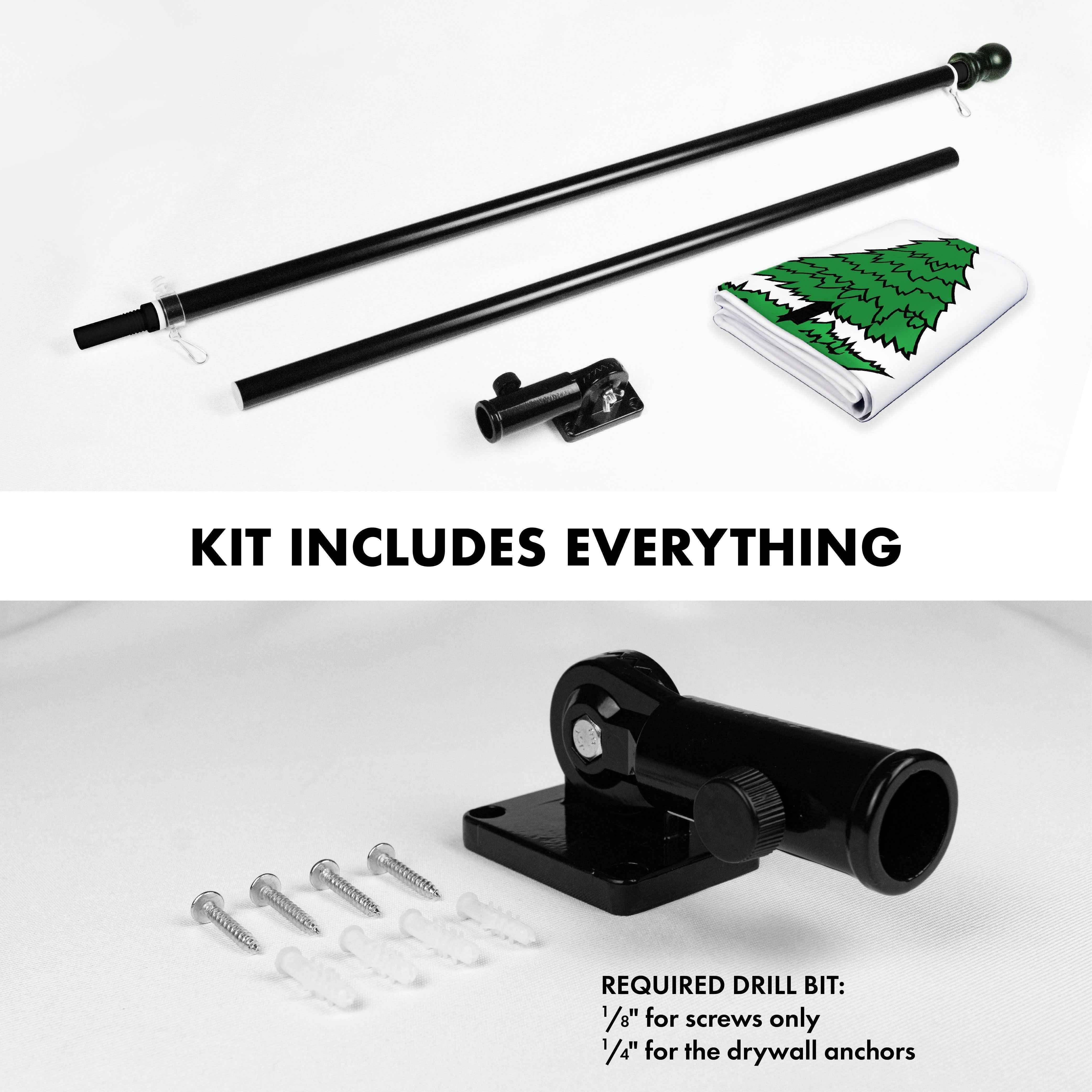 G128 Combo Pack: 6 Ft Tangle Free Aluminum Spinning Flagpole (Black) & An Appeal to Heaven Flag 3x5 Ft, ToughWeave Series Embroidered 300D Polyester | Pole with Flag Included