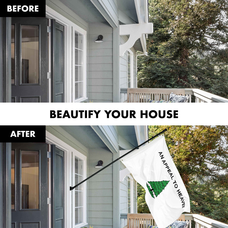 G128 Combo Pack: 6 Ft Tangle Free Aluminum Spinning Flagpole (Black) & An Appeal to Heaven Flag 3x5 Ft, ToughWeave Series Embroidered 300D Polyester | Pole with Flag Included