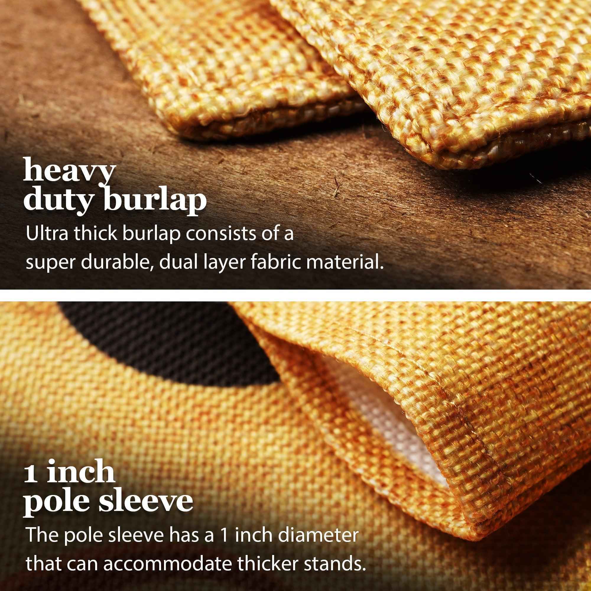 G128 Combo Pack: Garden Flag Stand Black 36 in x 16 in & Garden Flag Fall Decoration Happy Harvest Pumpkin in Truck Bed 12"x18" Double-Sided Burlap Fabric