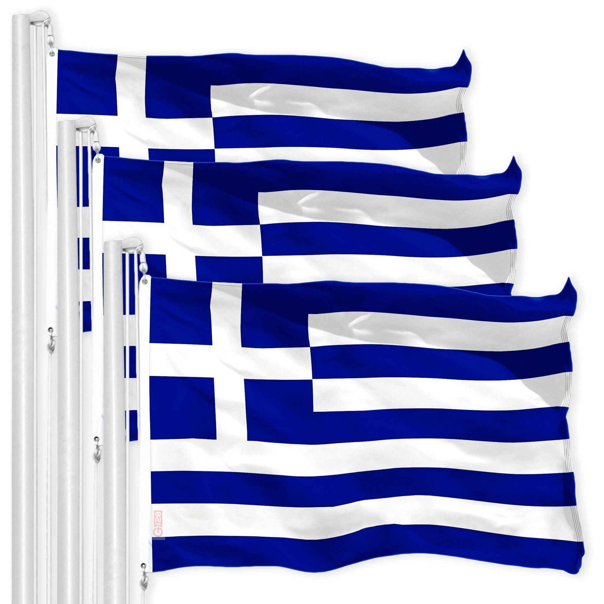 Greece Greek Flag 3x5 Ft 3-Pack 150D Printed Polyester By G128