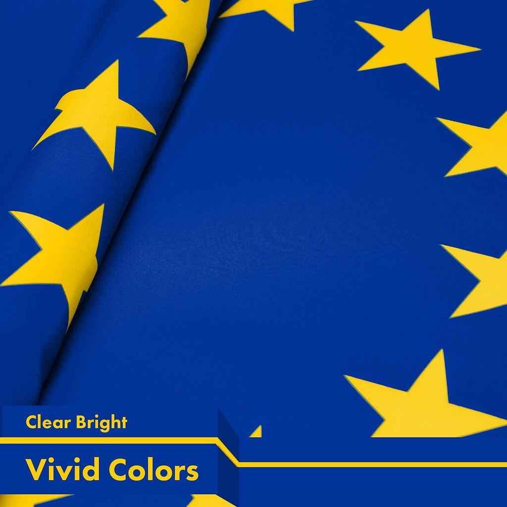 G128 Combo Pack: American USA Flag 3x5 Ft & European Union Flag 3x5 Ft, Both Printed 150D Polyester, Indoor/Outdoor, Brass Grommets