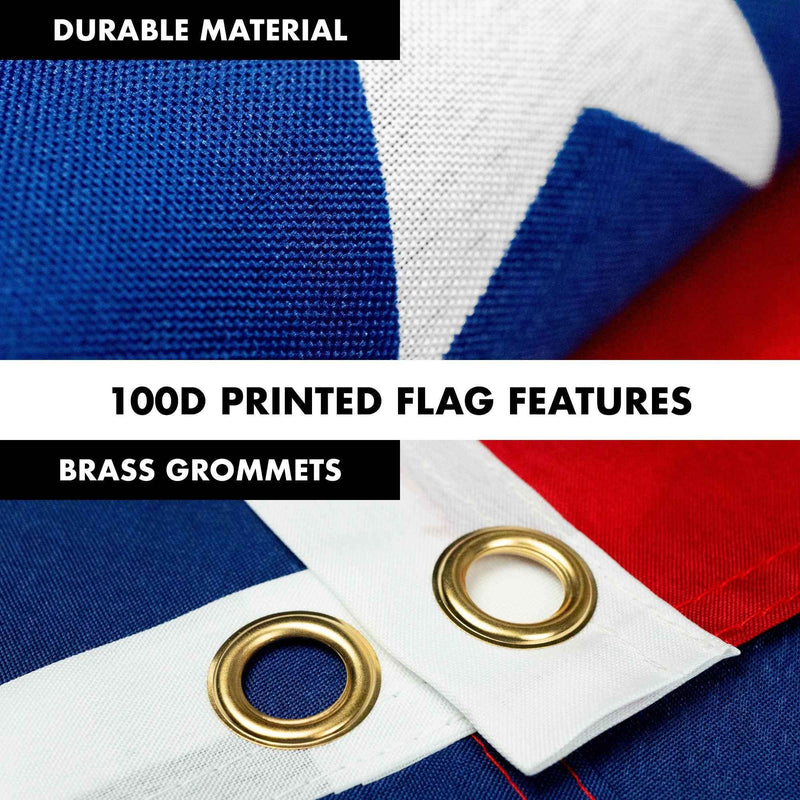 G128 - 6 Feet Tangle Free Spinning Flagpole (White) American USA Brass Grommets Printed 3x5 ft (Flag Included) Aluminum Flag Pole