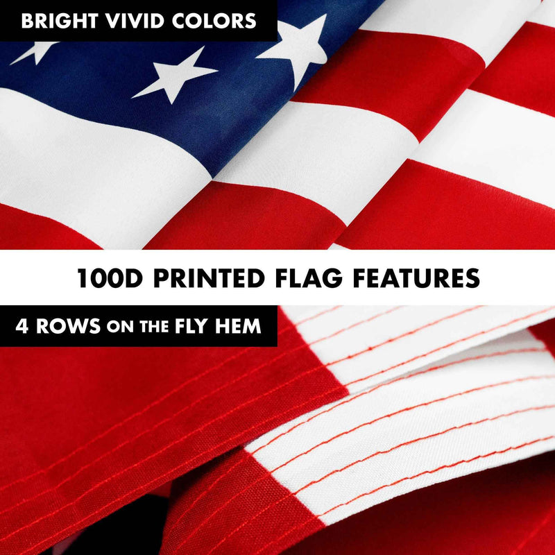 G128 - 6 Feet Tangle Free Spinning Flagpole (White) American USA Brass Grommets Printed 3x5 ft (Flag Included) Aluminum Flag Pole