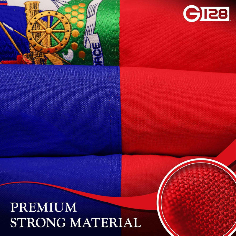 G128 Combo Pack: American USA Flag 6x10 Ft & Haiti Flag 6x10 Ft, Both Embroidered SPUN Polyester, Indoor/Outdoor, Brass Grommets