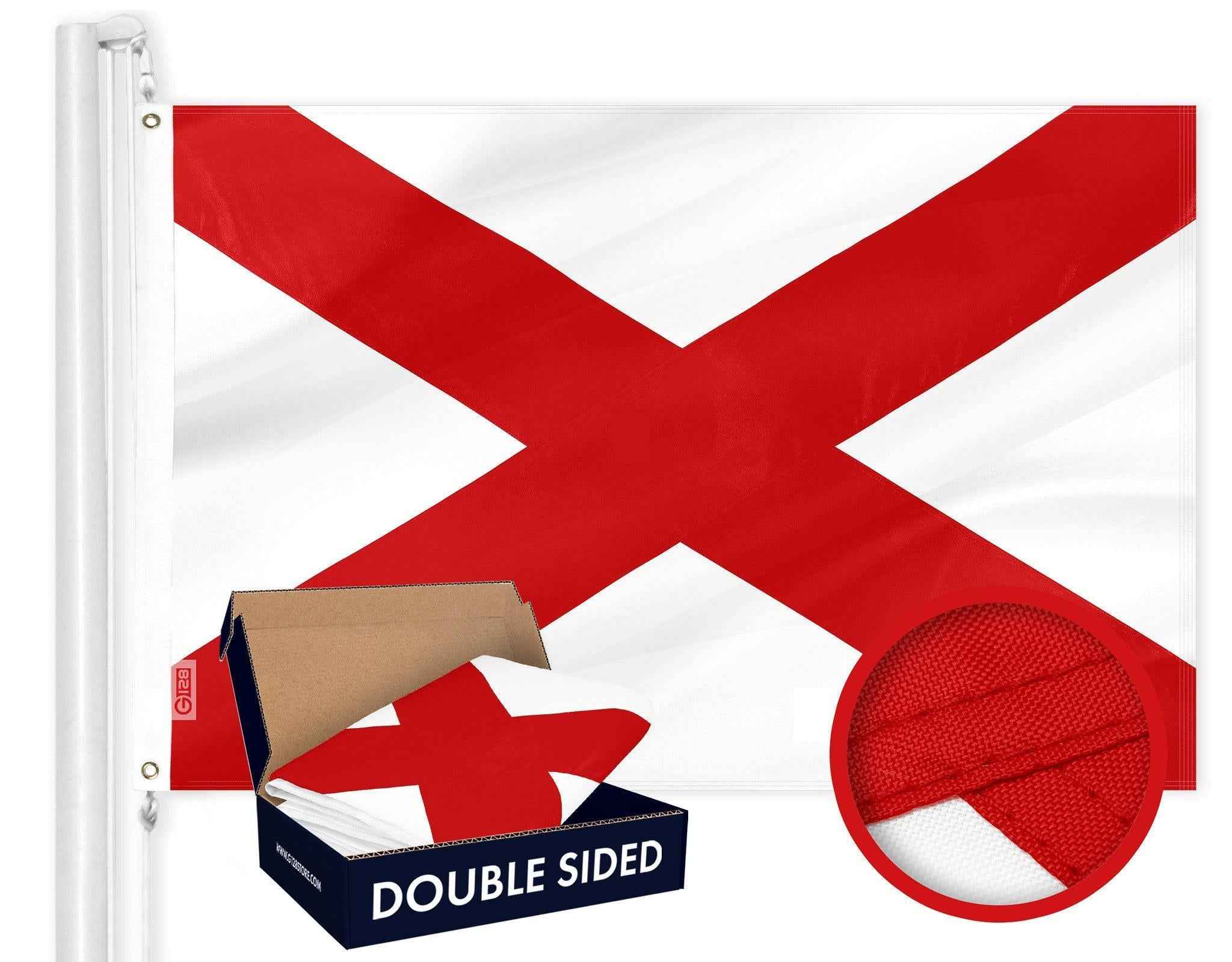 G128 Combo Pack: American USA Flag ToughWeave Series 3x5 Ft Single Sided & Alabama AL State Flag Double Sided 3x5 Ft Double ToughWeave Series | Both Embroidered Polyester, Brass Grommets