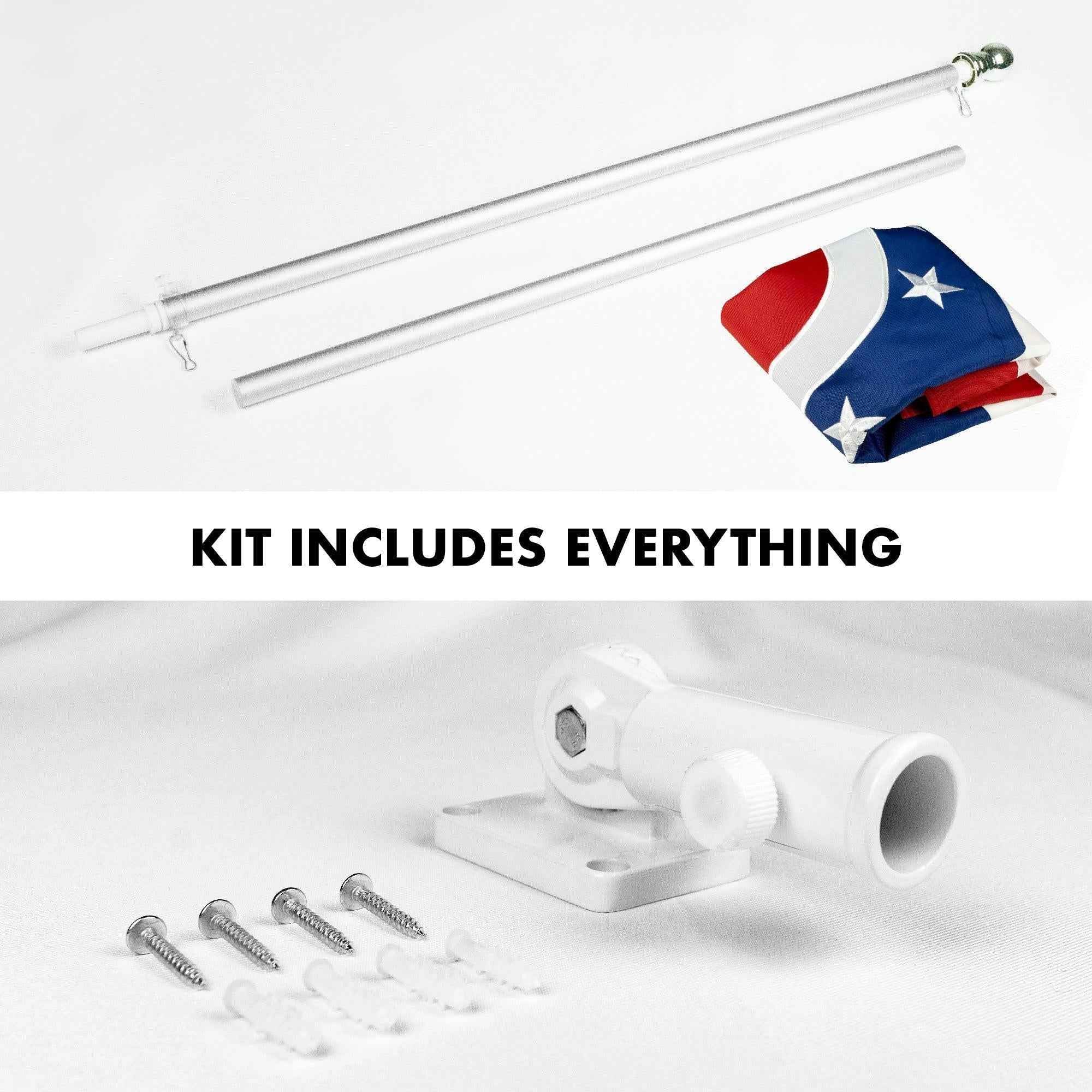 G128 Combo Pack: 5 Ft Tangle Free Aluminum Spinning Flagpole (Silver) & Ohio OH State Flag 2x3 Ft, ToughWeave Series Embroidered 300D Polyester | Pole with Flag Included