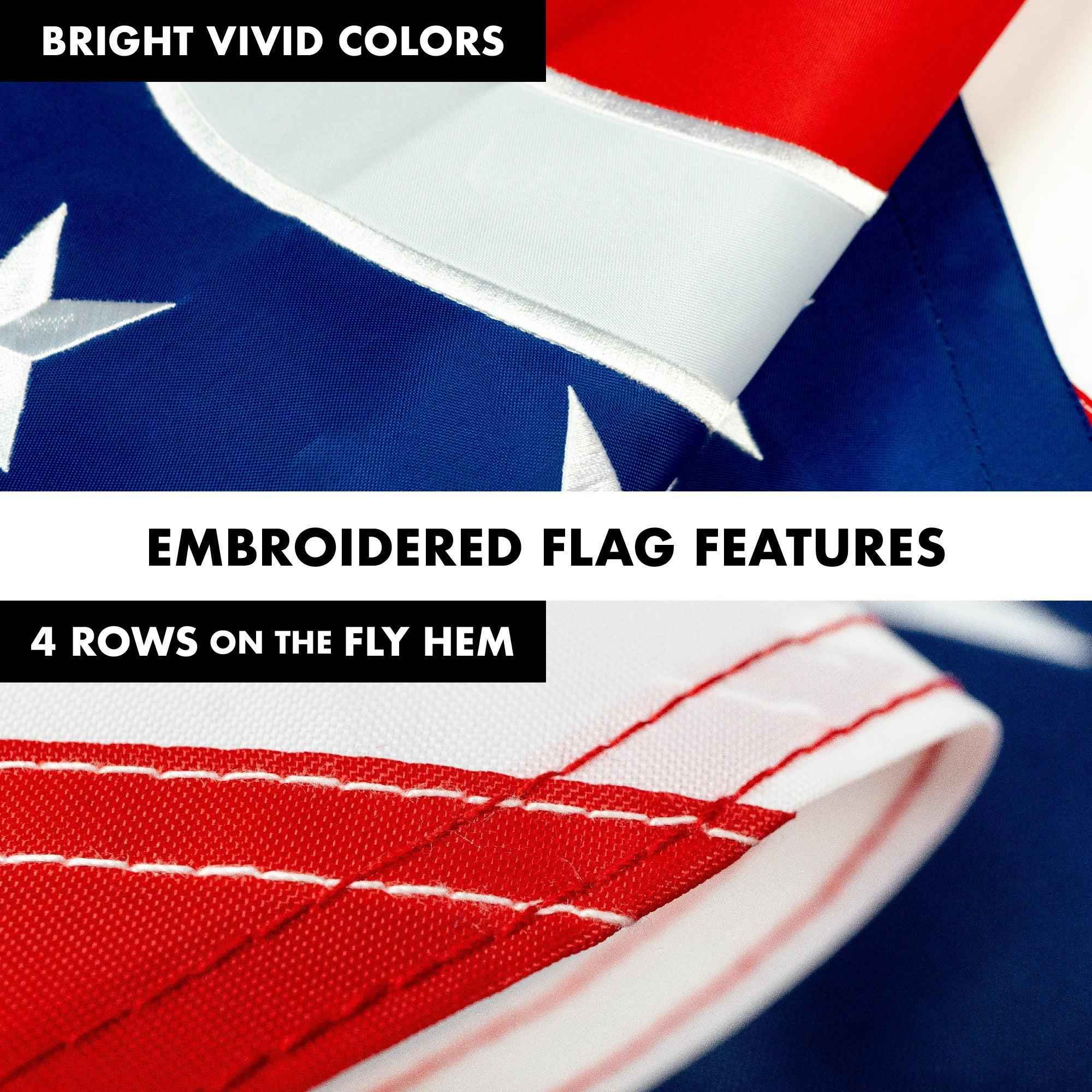 G128 Combo Pack: 5 Ft Tangle Free Aluminum Spinning Flagpole (Silver) & Ohio OH State Flag 2x3 Ft, ToughWeave Series Embroidered 300D Polyester | Pole with Flag Included