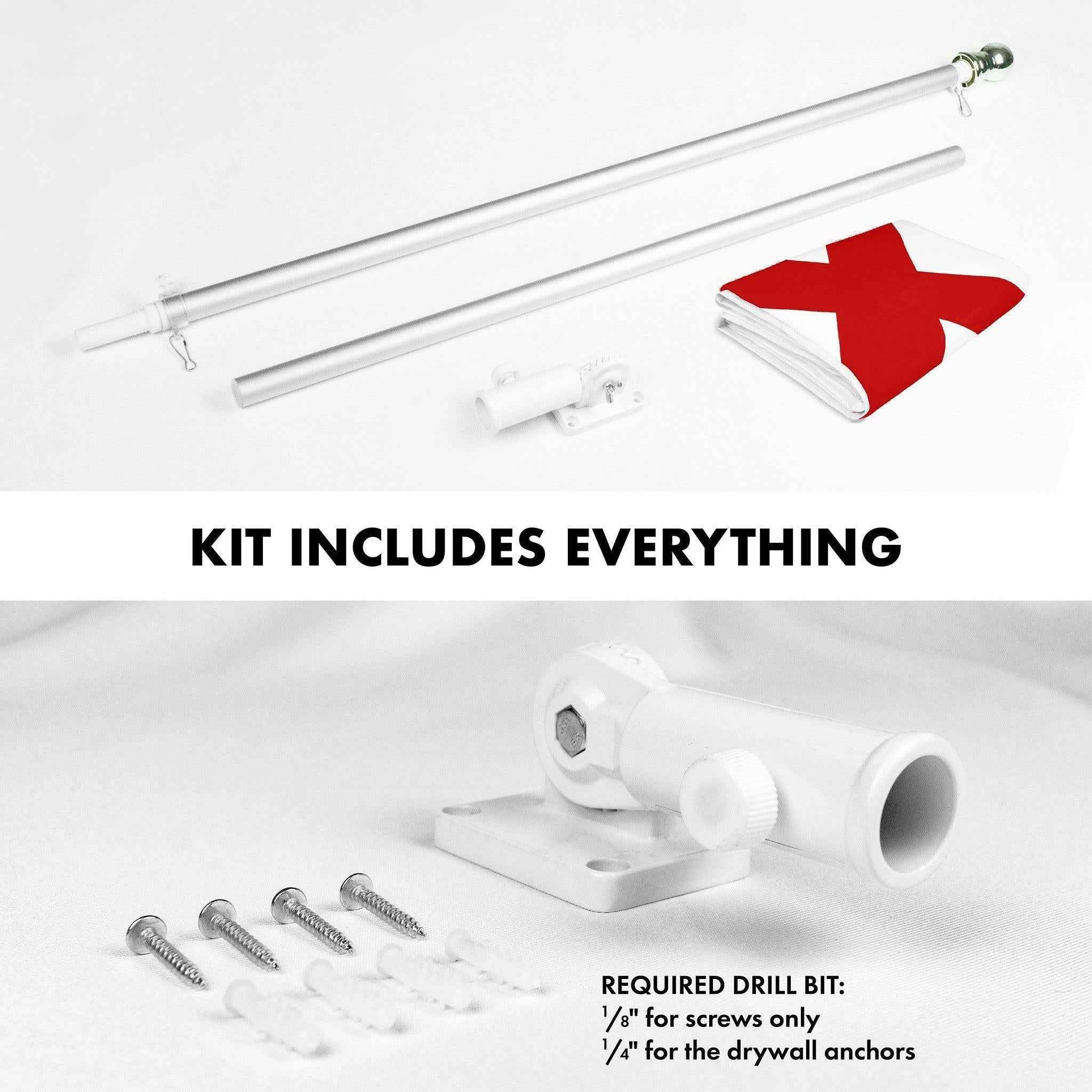 G128 Combo Pack: 6 Ft Tangle Free Aluminum Spinning Flagpole (Silver) & Alabama AL State Flag 3x5 Ft, Double ToughWeave Series Double Sided Embroidered 210D Polyester | Pole with Flag Included