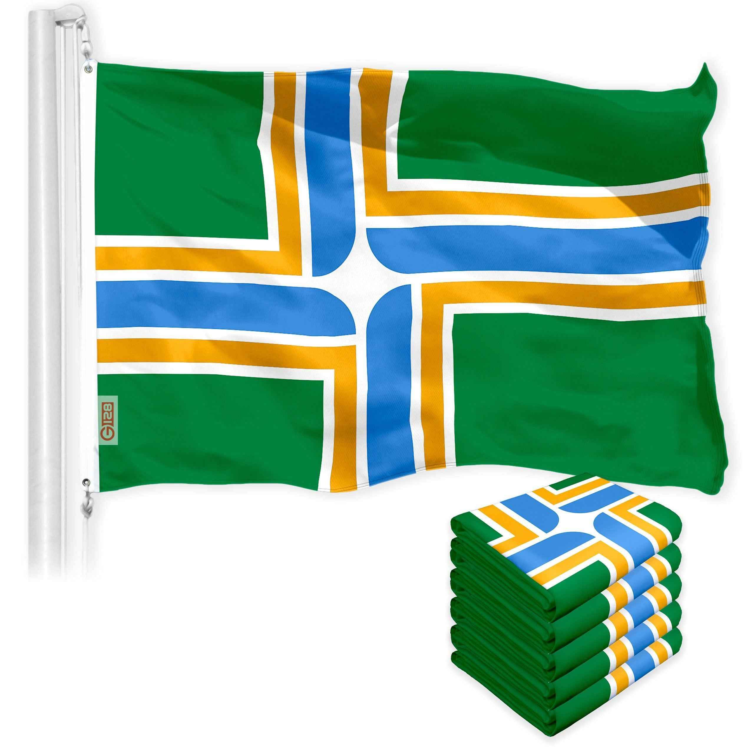 Portland City Flag 3x5 Ft 5-Pack 150D Printed Polyester By G128