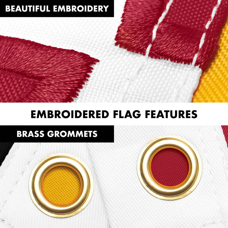 G128 Combo Pack: 5 Ft Tangle Free Aluminum Spinning Flagpole (Silver) & Maryland MD State Flag 2.5x4 Ft, ToughWeave Series Embroidered 300D Polyester | Pole with Flag Included