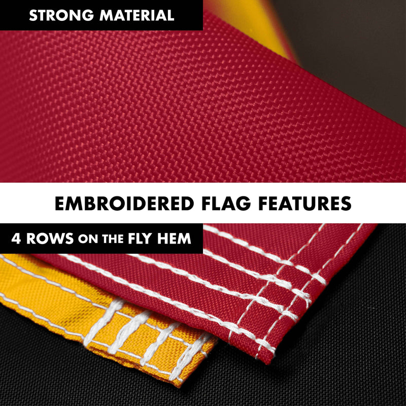 G128 Combo Pack: 5 Ft Tangle Free Aluminum Spinning Flagpole (Silver) & Maryland MD State Flag 2.5x4 Ft, ToughWeave Series Embroidered 300D Polyester | Pole with Flag Included