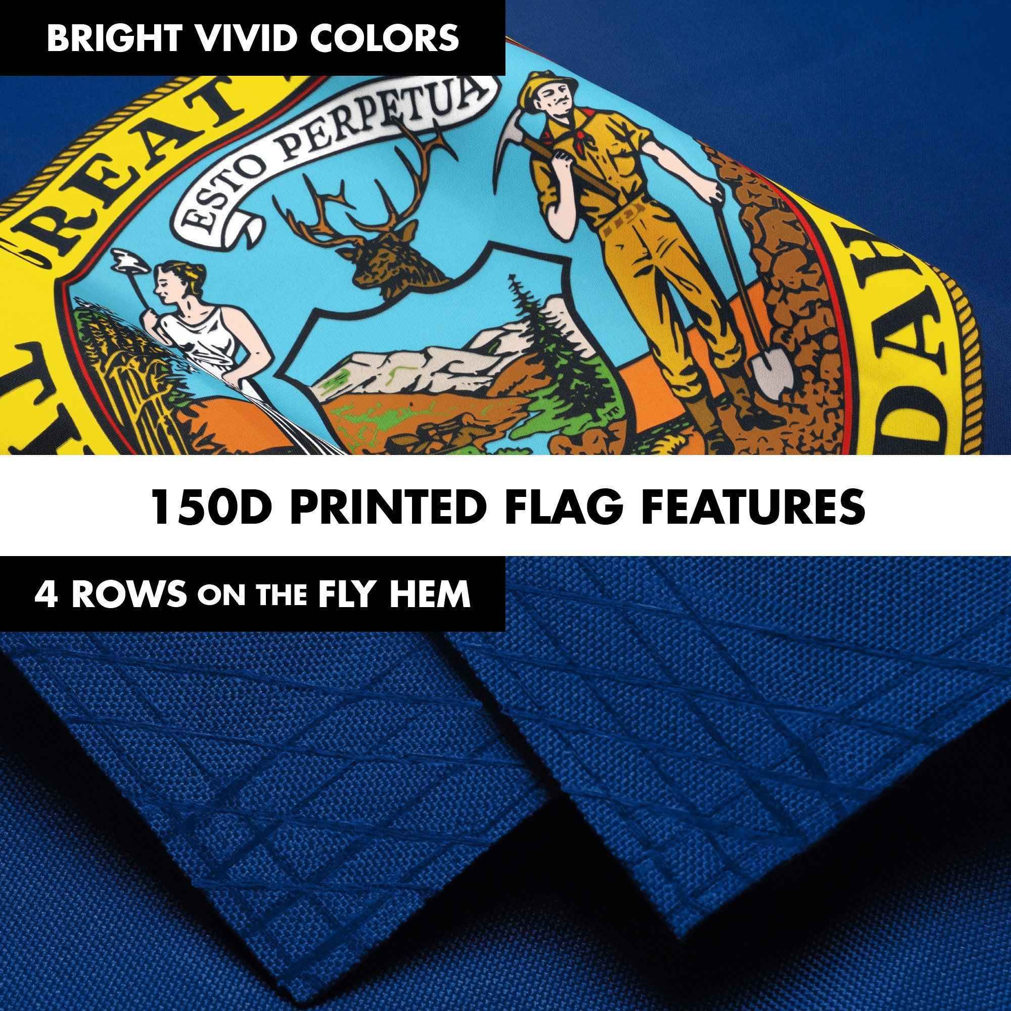 G128 Combo Pack: 6 Ft Tangle Free Aluminum Spinning Flagpole (Black) & Idaho ID State Flag 3x5 Ft, LiteWeave Pro Series Printed 300D Polyester | Pole with Flag Included