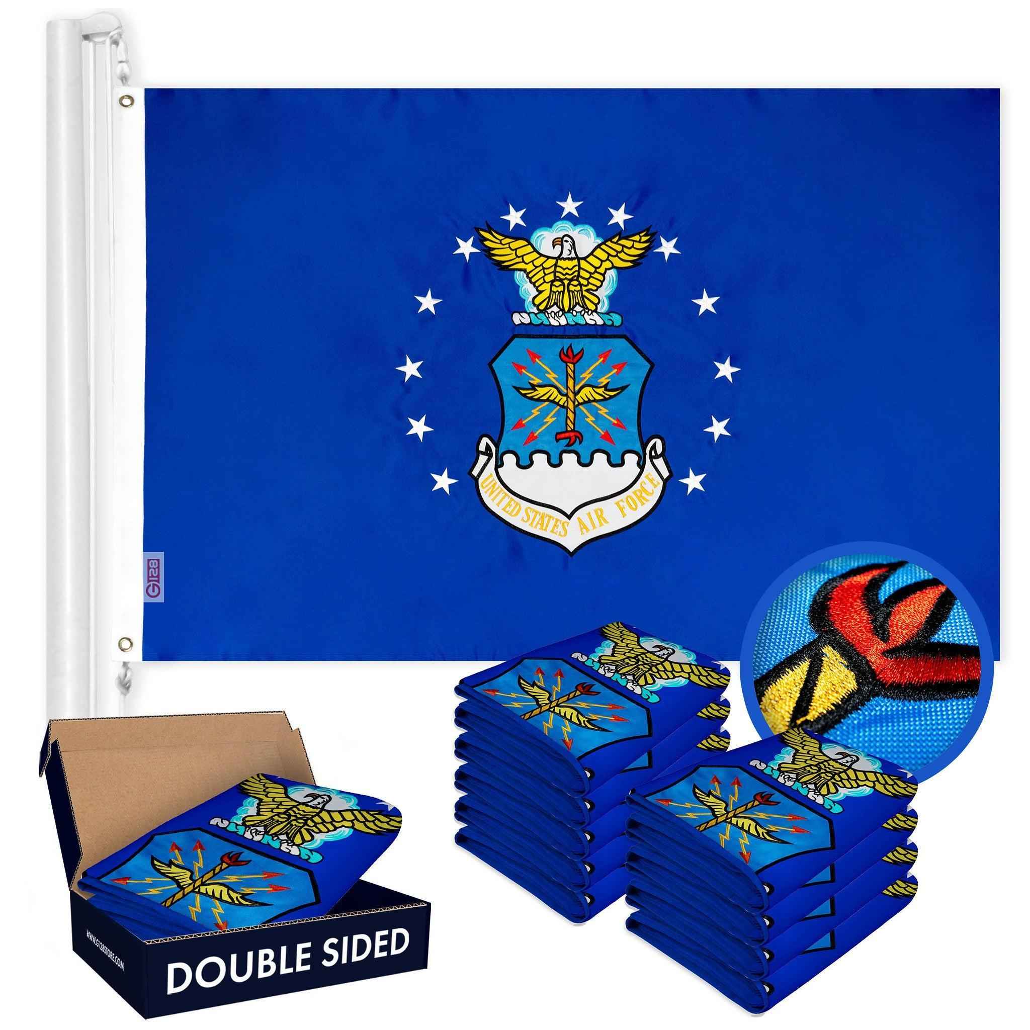 US Air Force Flag 3x5 Ft 10-Pack Double-sided Embroidered Polyester By G128