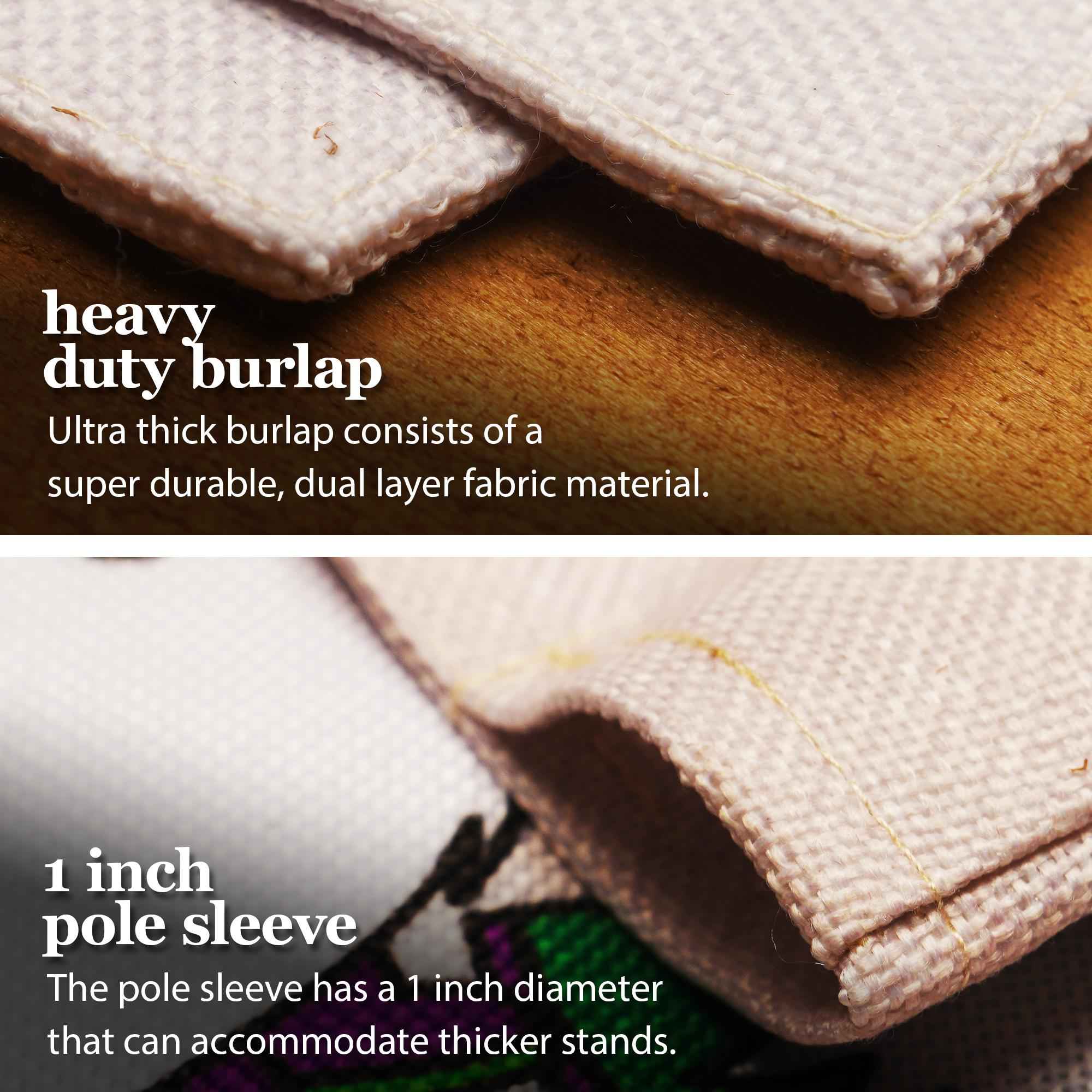 G128 Combo Pack: Garden Flag Stand Black 36 in x 16 in & Garden Flag Mardi Gras Decoration Three Gnomes 12"x18" Double-Sided Burlap Fabric