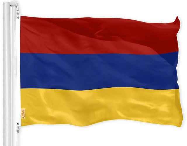 G128 Combo Pack: USA American Flag & Armenia Armenian Flag 3x5 FT Printed 150D Polyester