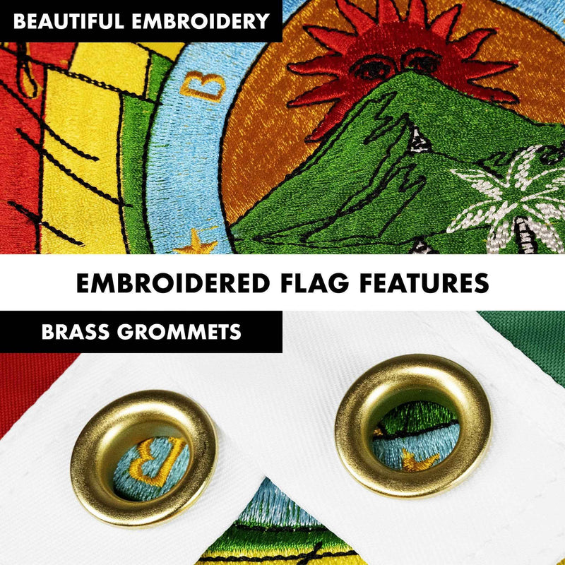 G128 Combo Pack: 6 Ft Tangle Free Aluminum Spinning Flagpole (White) & Bolivia Flag 3x5 Ft, Double ToughWeave Series Double Sided Embroidered 210D Polyester | Pole with Flag Included