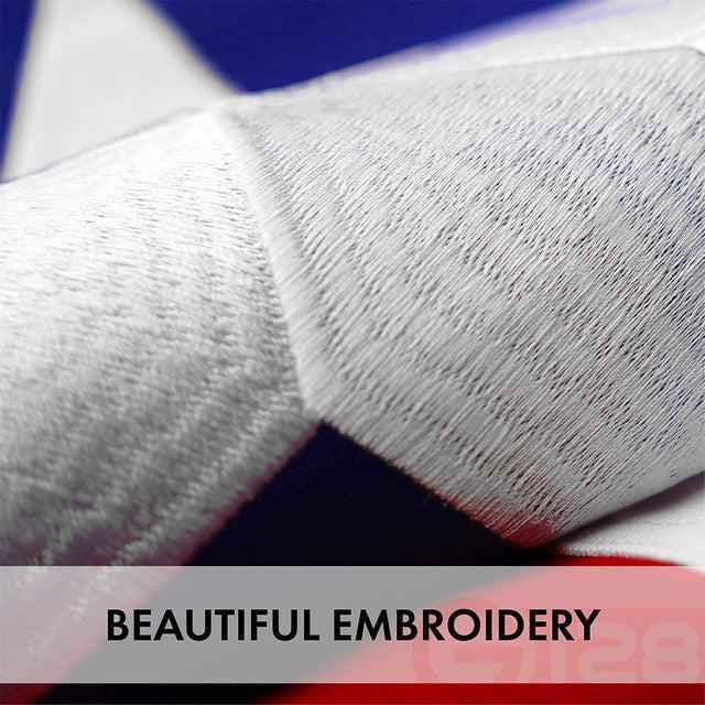G128 Combo Pack: USA American Flag & Texas TX State 5x8 Ft Embroidered Spun Polyester, Indoor/Outdoor, Brass Grommets