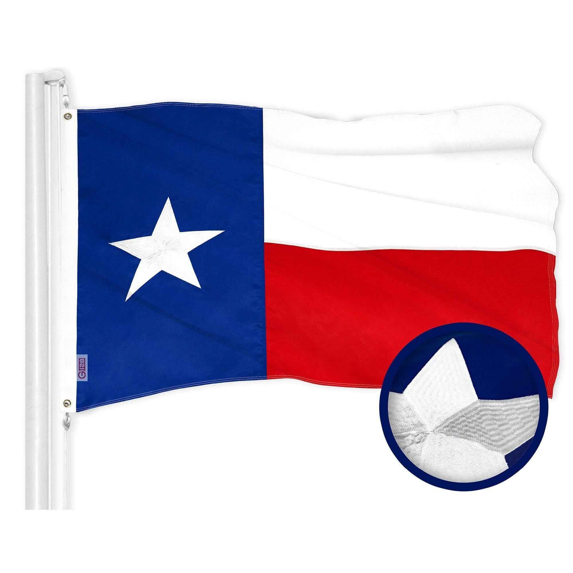 G128 Combo Pack: American USA Flag 16x24 In & Texas TX State Flag 16x24 In | Both ToughWeave Series Embroidered 300D Polyester, Embroidered Design, Indoor/Outdoor, Brass Grommets