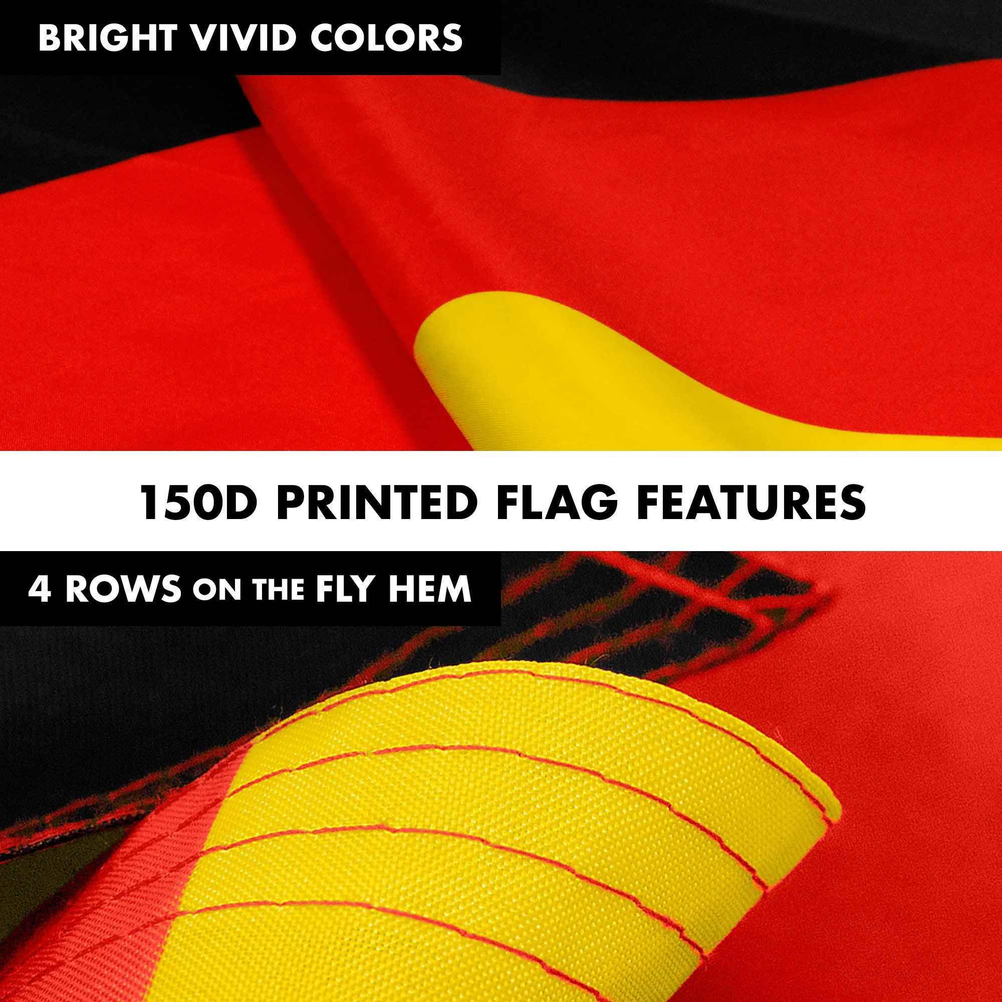 G128 Combo Pack: 6 Feet Tangle Free Spinning Flagpole (White) Germany German Flag 3x5 ft Printed 150D Brass Grommets (Flag Included) Aluminum Flag Pole