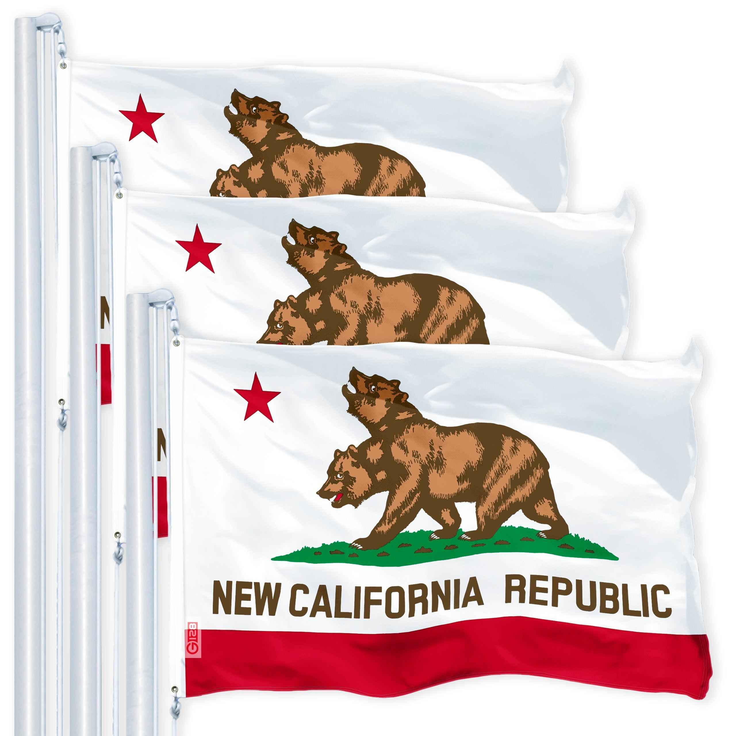 California CA Double Headed Bear Flag 3x5 Ft 3-Pack 150D Printed Polyester