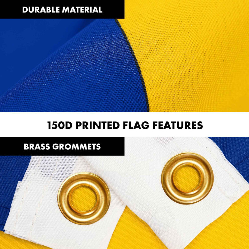 G128 Combo Pack: 6 Ft Tangle Free Aluminum Spinning Flagpole (Black) & Barbados Barbadian Flag 3x5 Ft, LiteWeave Pro Series Printed 150D Polyester | Pole with Flag Included