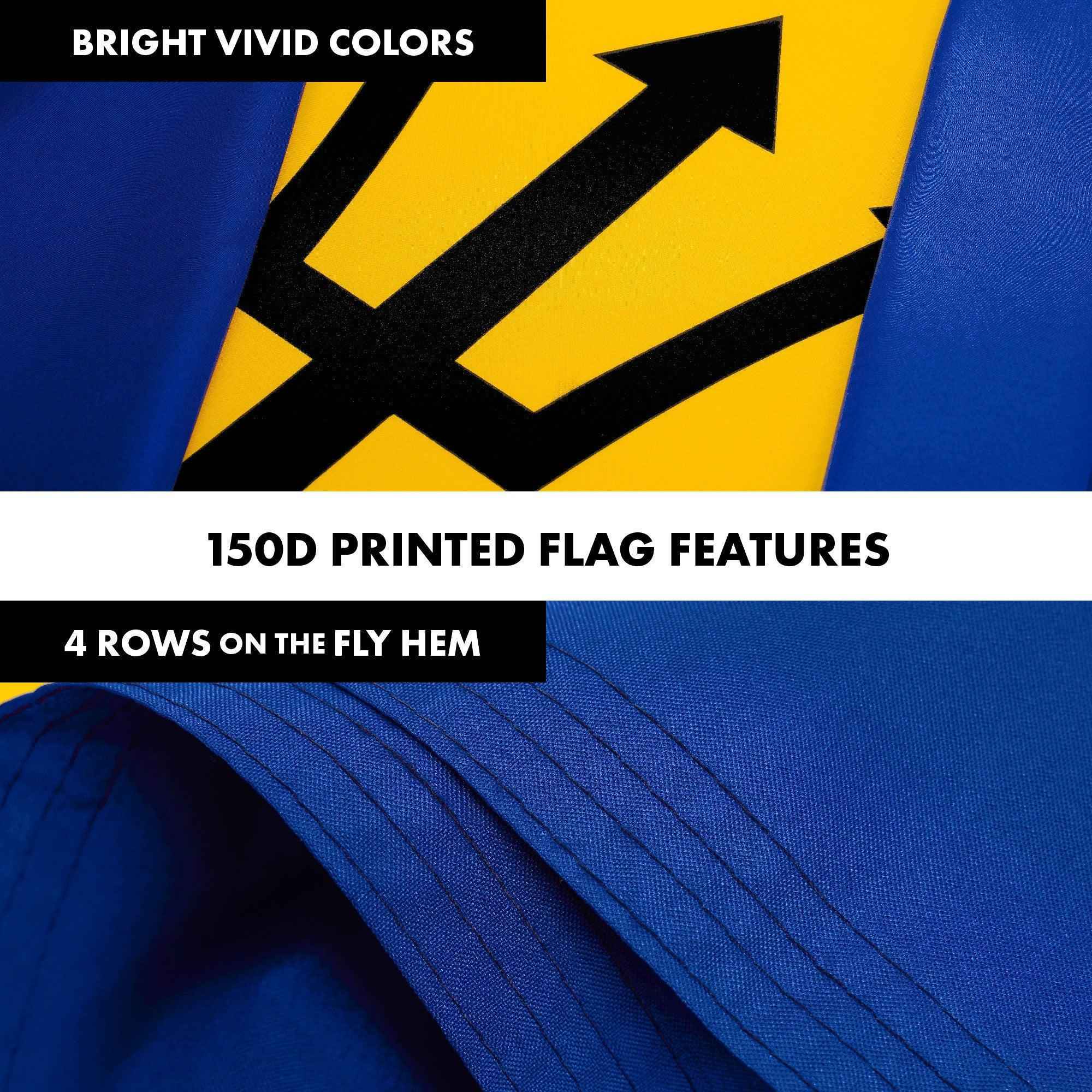 G128 Combo Pack: 6 Ft Tangle Free Aluminum Spinning Flagpole (Black) & Barbados Barbadian Flag 3x5 Ft, LiteWeave Pro Series Printed 150D Polyester | Pole with Flag Included