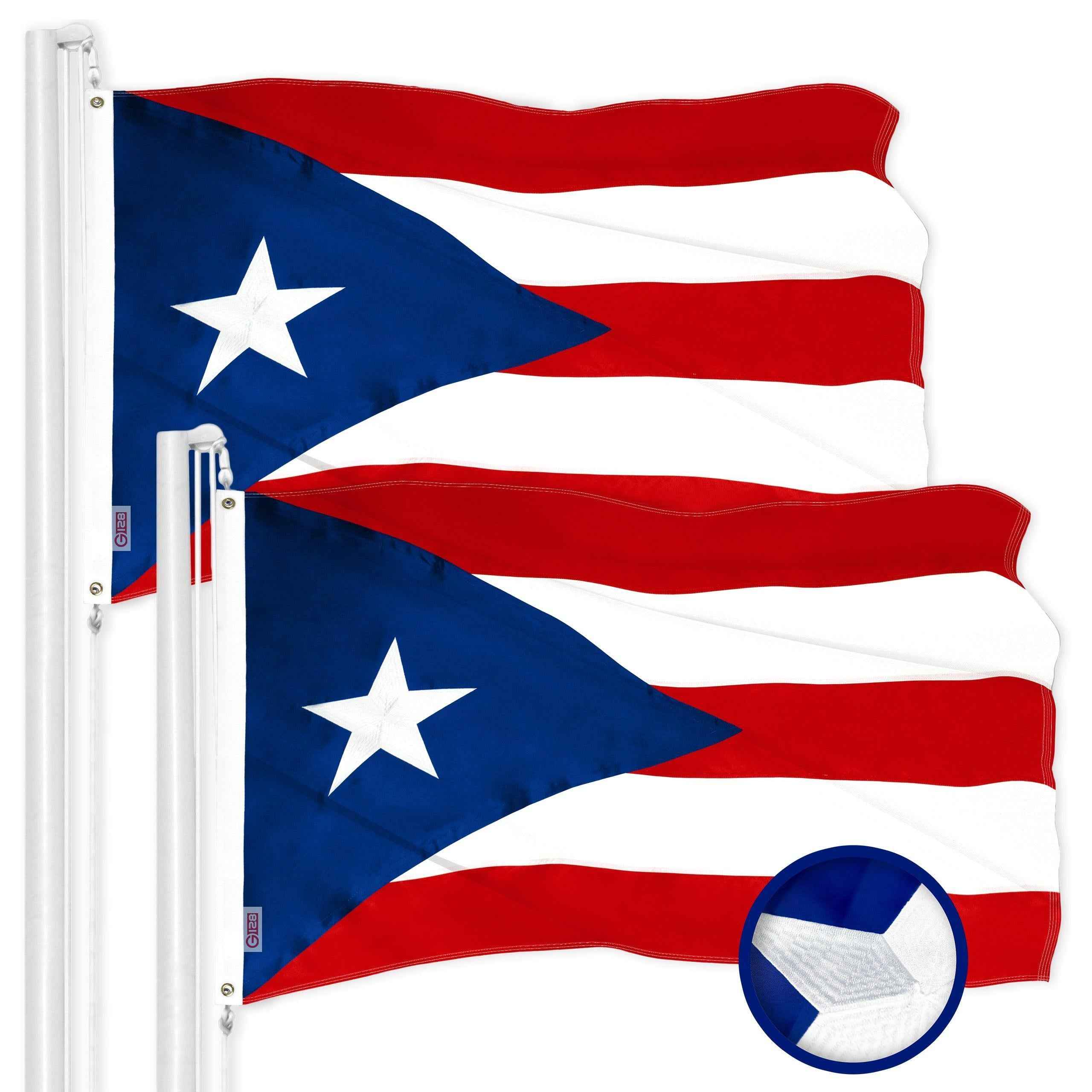 G128 2 Pack: Puerto Rico Puerto Rican Flag | 2x3 Ft | ToughWeave Series Embroidered 300D Polyester | Embroidered Design, Indoor/Outdoor, Brass Grommets