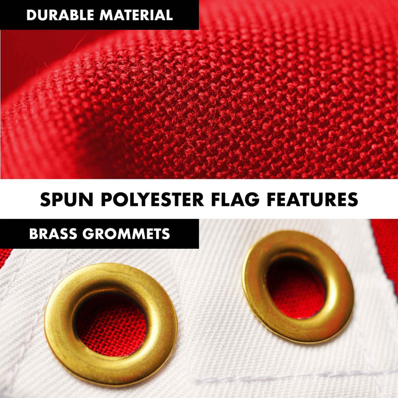 G128 Combo Pack: 5 Ft Tangle Free Spinning Flagpole (Silver) & Haiti Flag 2x3 Ft Embroidered 220GSM Spun Polyester, Brass Grommets (Flag Included) Aluminum Flag Pole