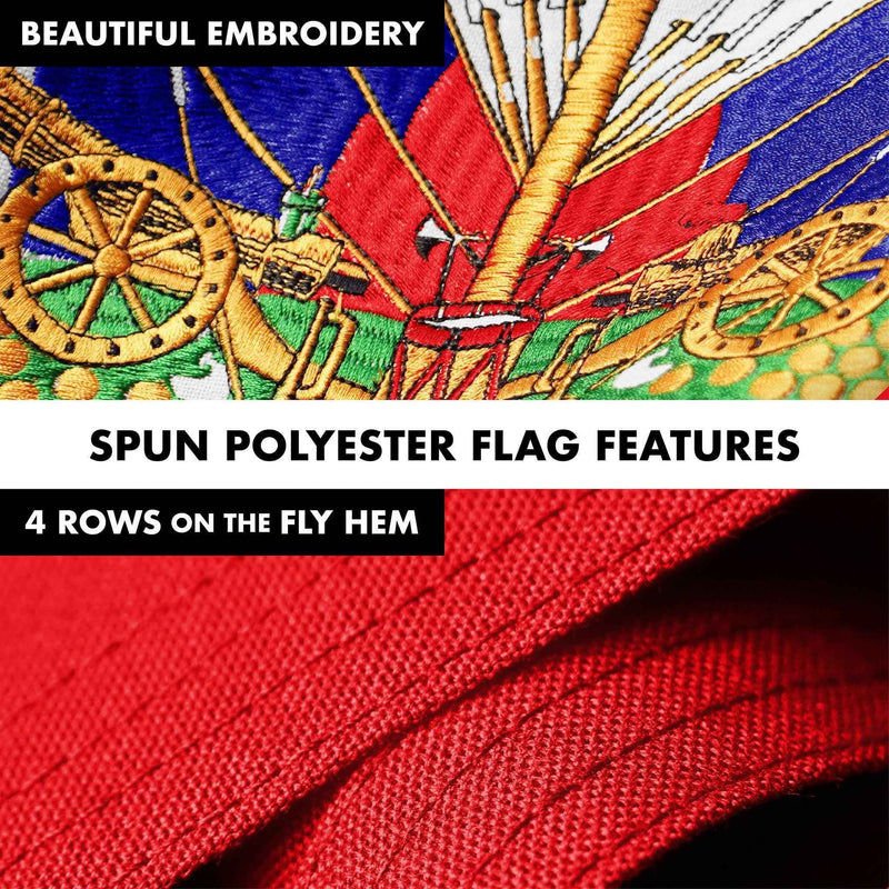 G128 Combo Pack: 5 Ft Tangle Free Spinning Flagpole (Silver) & Haiti Flag 2x3 Ft Embroidered 220GSM Spun Polyester, Brass Grommets (Flag Included) Aluminum Flag Pole