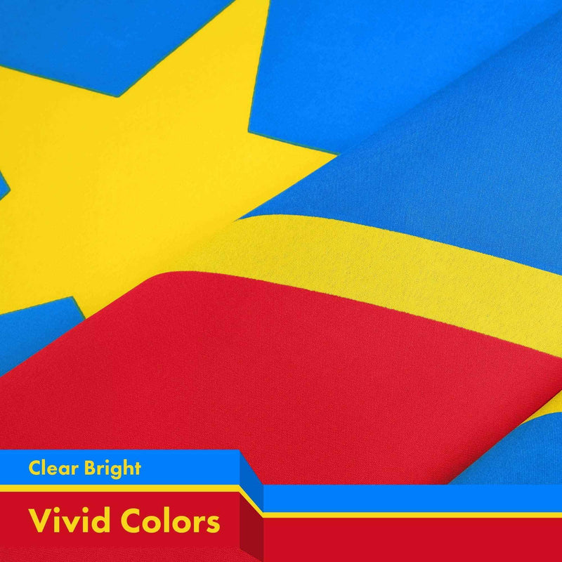 G128 Democratic Republic of the Congo Flag | 3x5 Ft | LiteWeave Pro Series Printed 150D Poly | Country Flag, Indoor/Outdoor, Vibrant Colors, Brass Grommets, Thicker and More Durable Than 100D 75D Poly