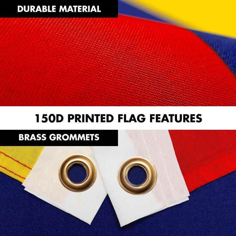 G128 Combo Pack: 6 Ft Tangle Free Spinning Flagpole (Silver) & Venezuela Flag 3x5 Ft Printed 150D Polyester, Brass Grommets (Flag Included) Aluminum Flag Pole