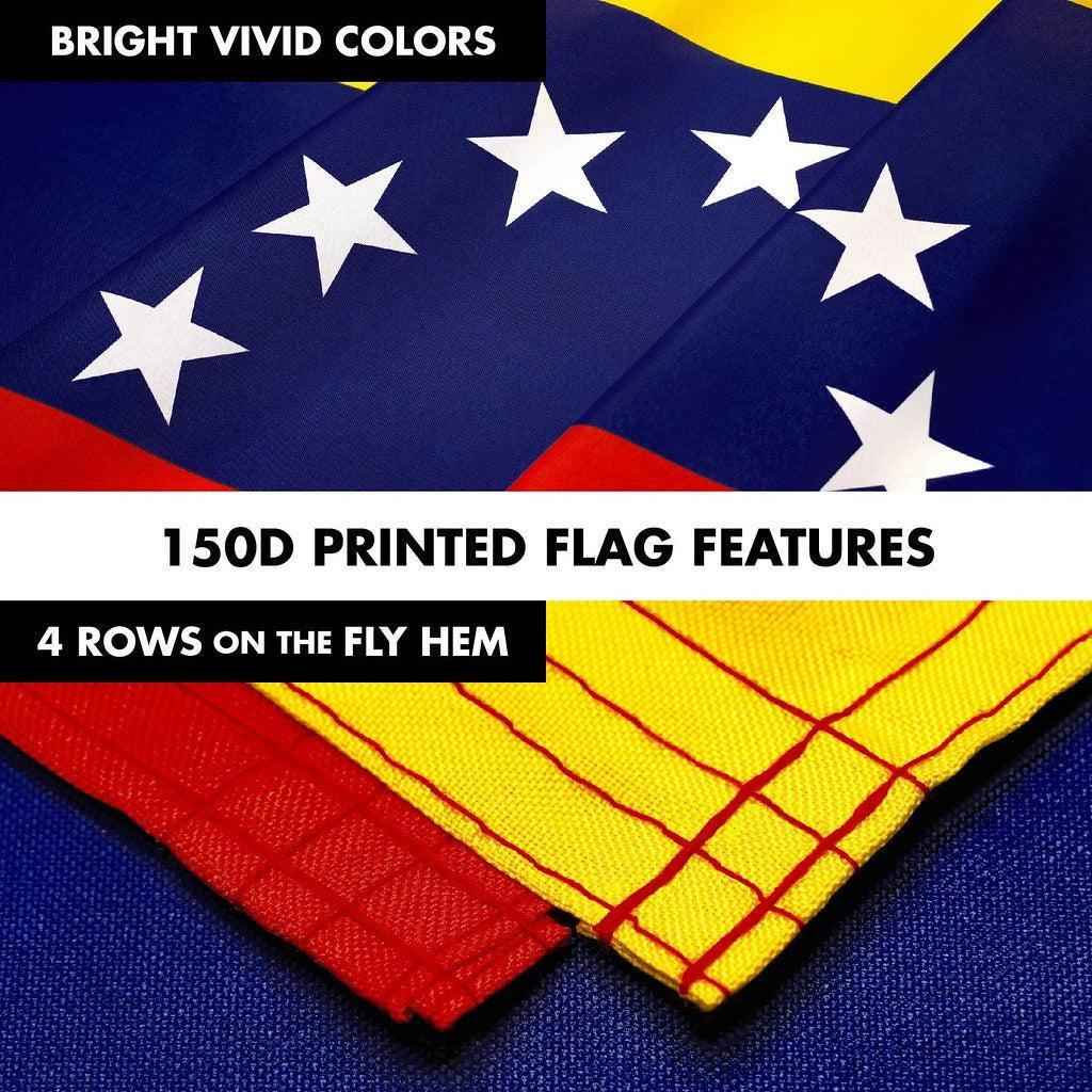 G128 Combo Pack: 6 Ft Tangle Free Spinning Flagpole (Silver) & Venezuela Flag 3x5 Ft Printed 150D Polyester, Brass Grommets (Flag Included) Aluminum Flag Pole
