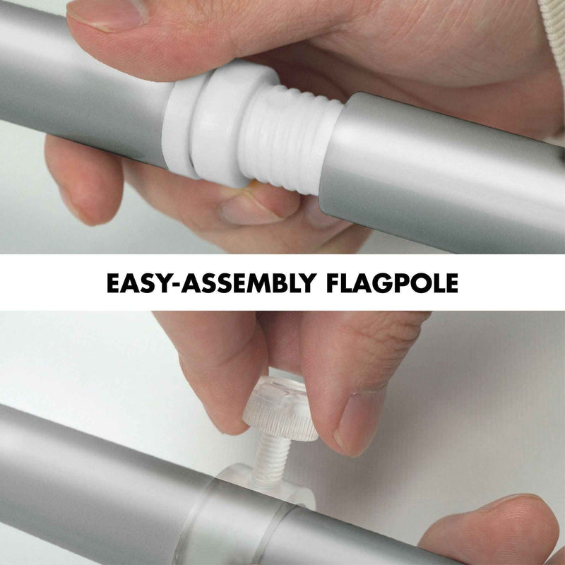 G128 Combo Pack: 6 Ft Tangle Free Spinning Flagpole (Silver) & Venezuela Flag 3x5 Ft Printed 150D Polyester, Brass Grommets (Flag Included) Aluminum Flag Pole