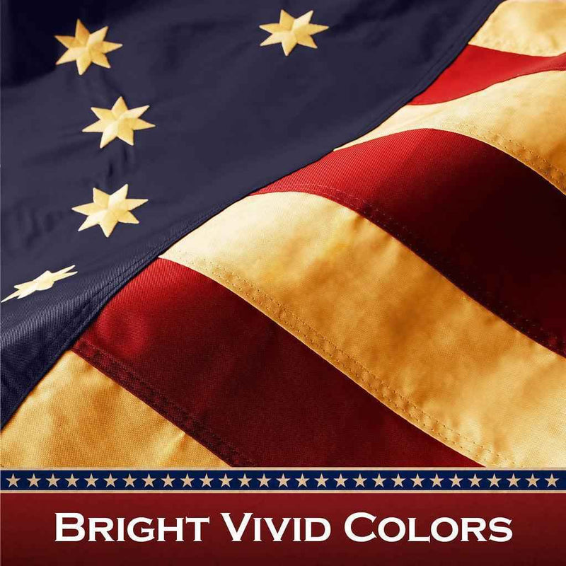 G128 3 Pack: Bennington 76 Tea-Stained Flag | 2.5x4 Ft | ToughWeave Pro Series Pole Sleeve Embroidered 420D Polyester | Historical Flag, Embroidered Design, High Quality, NO Flagpole Included