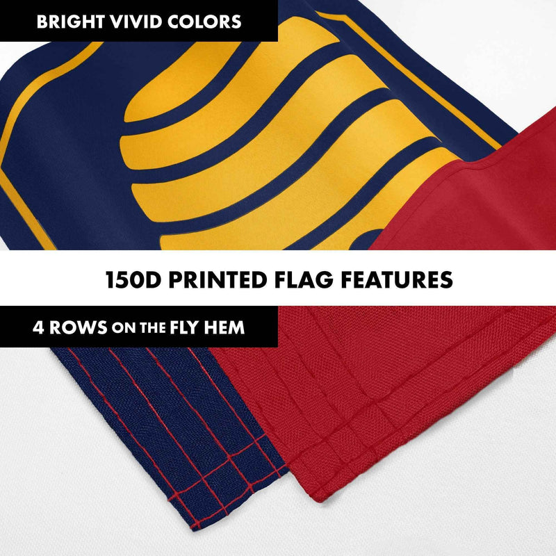 G128 Combo Pack: 6 Ft Tangle Free Aluminum Spinning Flagpole (Silver) & Utah 2023 New Version UT State Flag 3x5 Ft, LiteWeave Pro Series Printed 150D Polyester | Pole with Flag Included