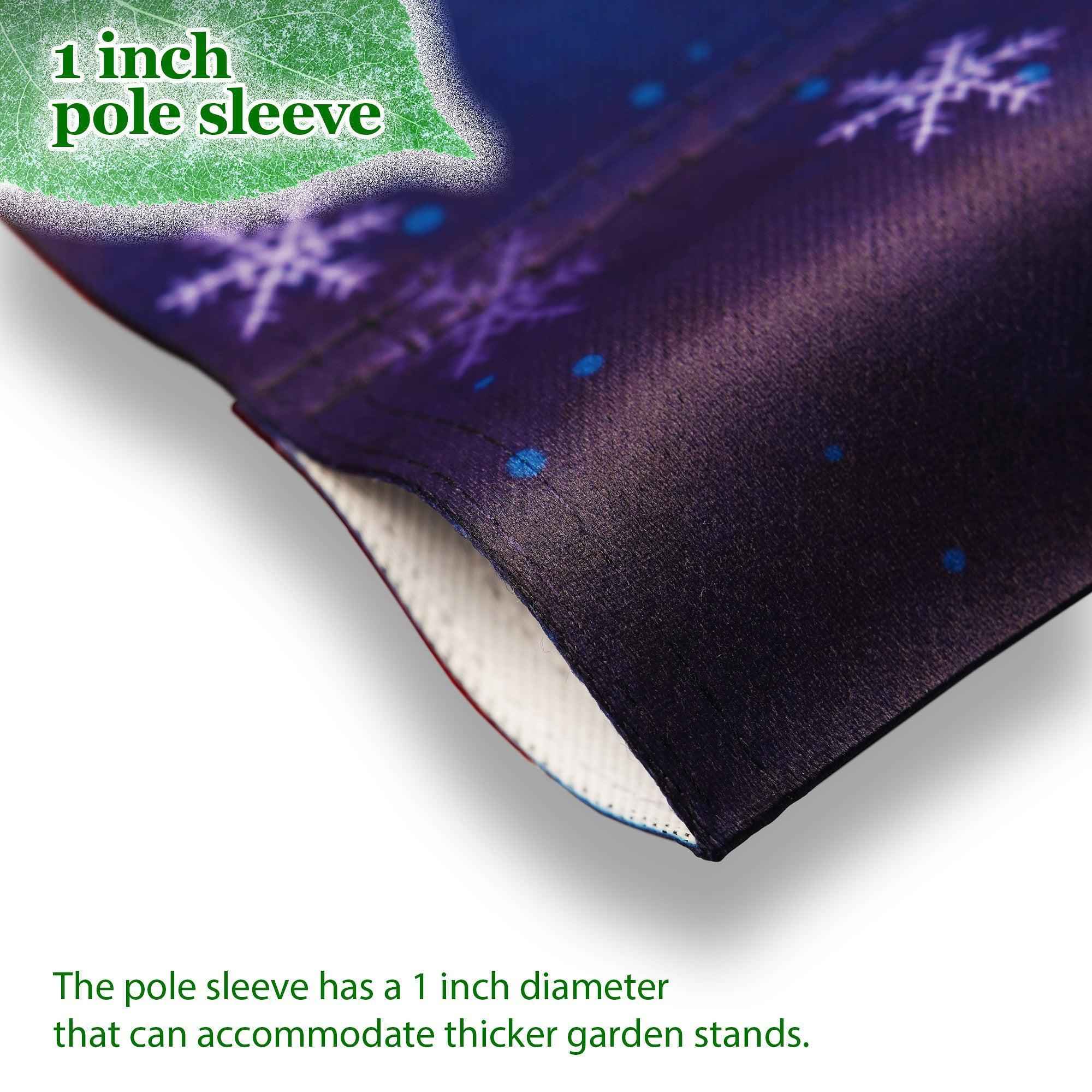 G128 Combo Pack: Garden Flag Stand Black 36 in x 16 in & Garden Flag Winter Decoration Snowman with Festive Evergreen Top Hat 12"x18" Double-Sided Blockout Fabric