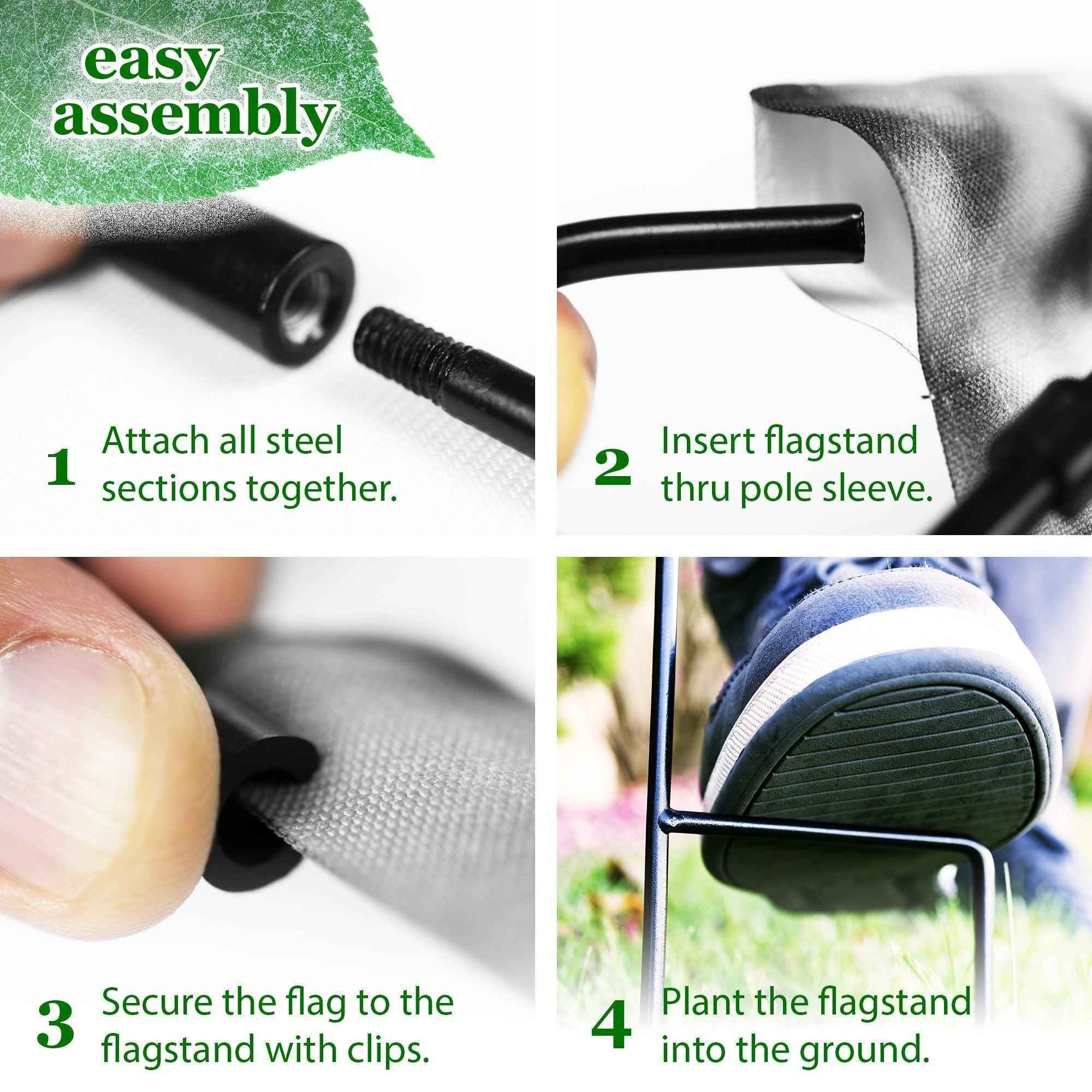 G128 Combo Pack: Garden Flag Stand Black 36 in x 16 in & Garden Flag Winter Decoration Snowman with Festive Evergreen Top Hat 12"x18" Double-Sided Blockout Fabric