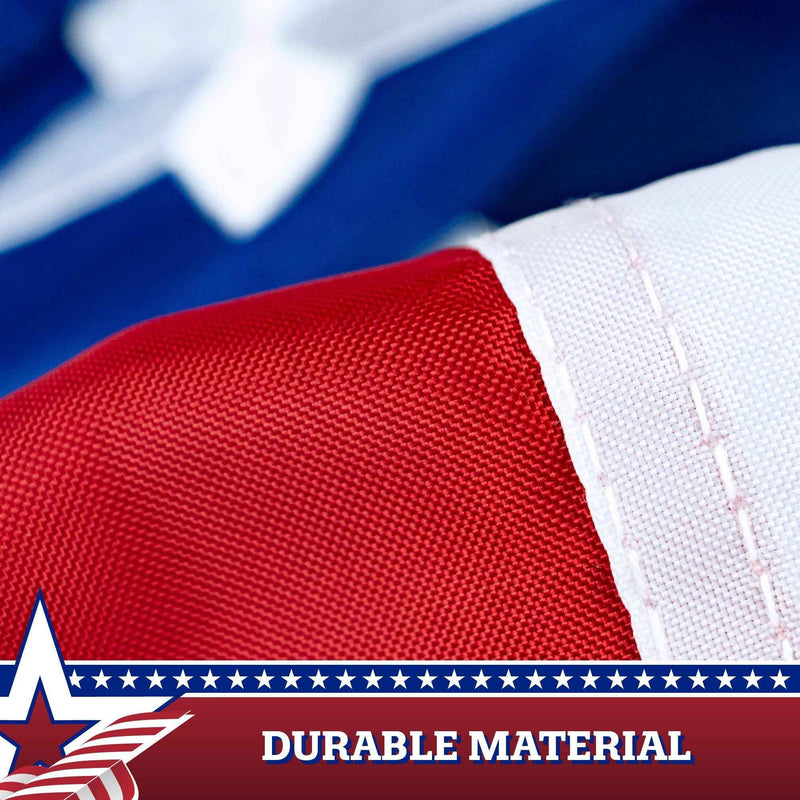 USA Pleated Fan Flag, 5x10 Feet American USA Bunting Decoration Flags Embroidered Patriotic Stars & Sewn Stripes Canvas Header Brass Grommets