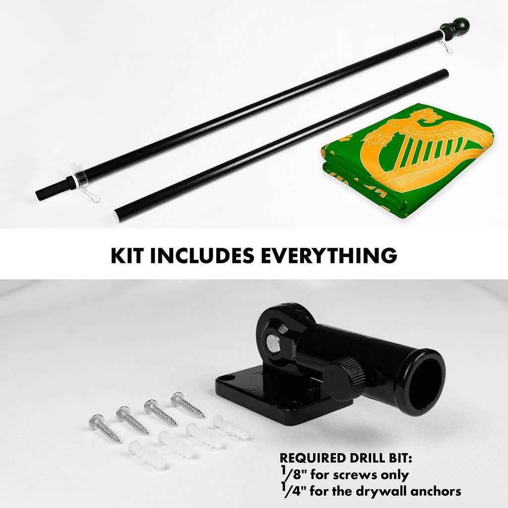 G128 Combo Pack: 6 Ft Tangle Free Spinning Flagpole (Black) & Erin Go Bragh Flag 3x5 Ft Printed 150D Polyester, Brass Grommets (Flag Included) Aluminum Flag Pole