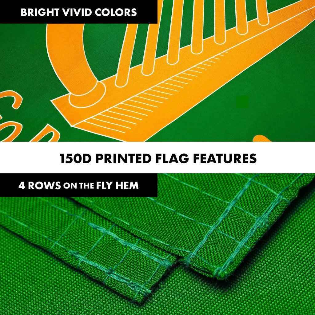 G128 Combo Pack: 6 Ft Tangle Free Spinning Flagpole (Black) & Erin Go Bragh Flag 3x5 Ft Printed 150D Polyester, Brass Grommets (Flag Included) Aluminum Flag Pole