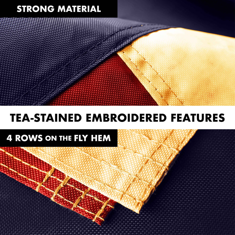 G128 Combo Pack: 5 Ft Tangle Free Aluminum Spinning Flagpole (Silver) & Texas Tea-Stained Flag 2x3 Ft, ToughWeave Pro Series Embroidered 420D Polyester | Pole with Flag Included