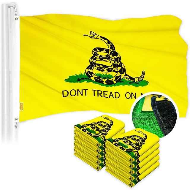 Gadsden Don't Tread on Me Flag 2x3FT 10-Pack Embroidered Polyester By G128