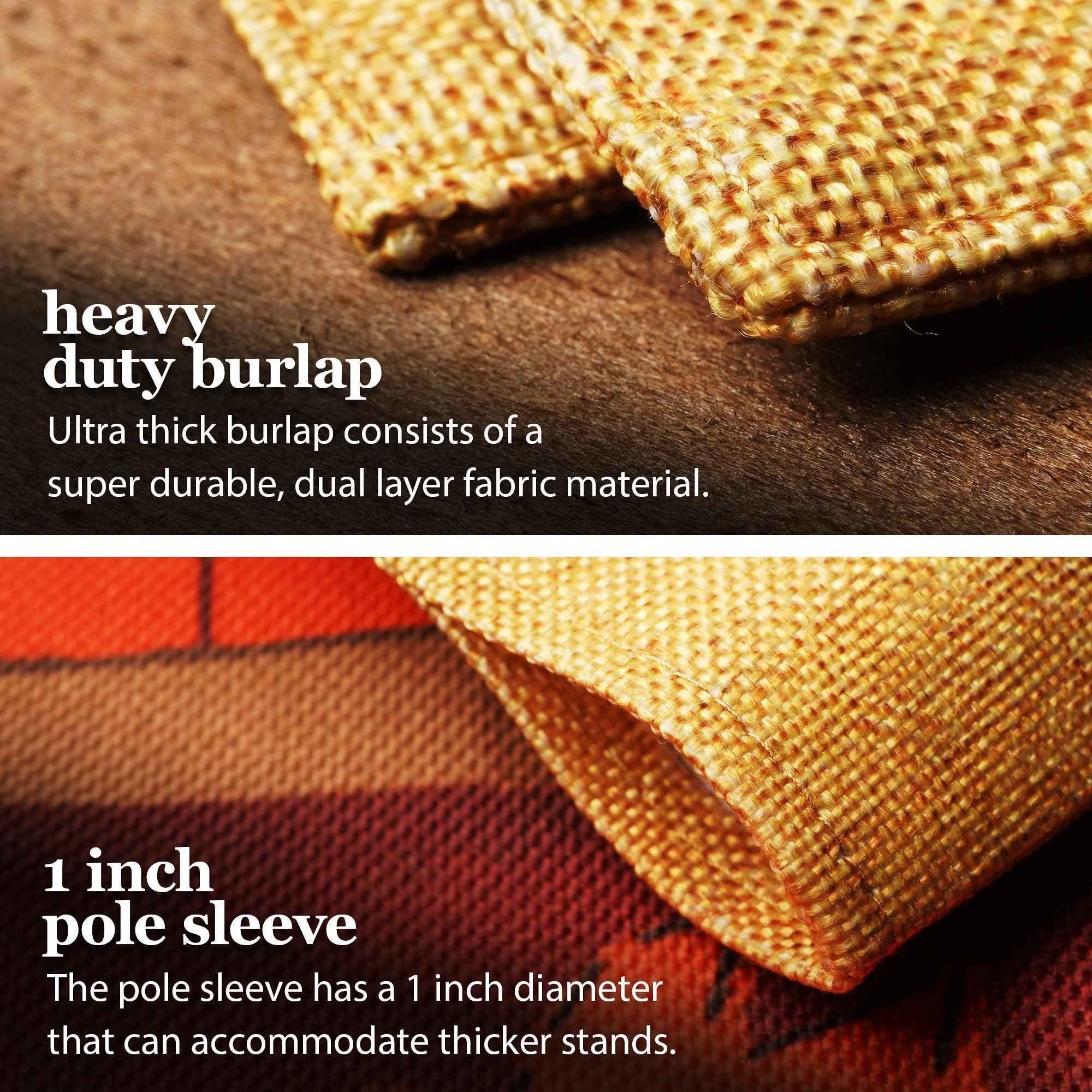 G128 Combo Pack: Garden Flag Stand Black 36 in x 16 in & Garden Flag Fall Decoration Pumpkins in Truck Bed 12"x18" Double-Sided Burlap Fabric