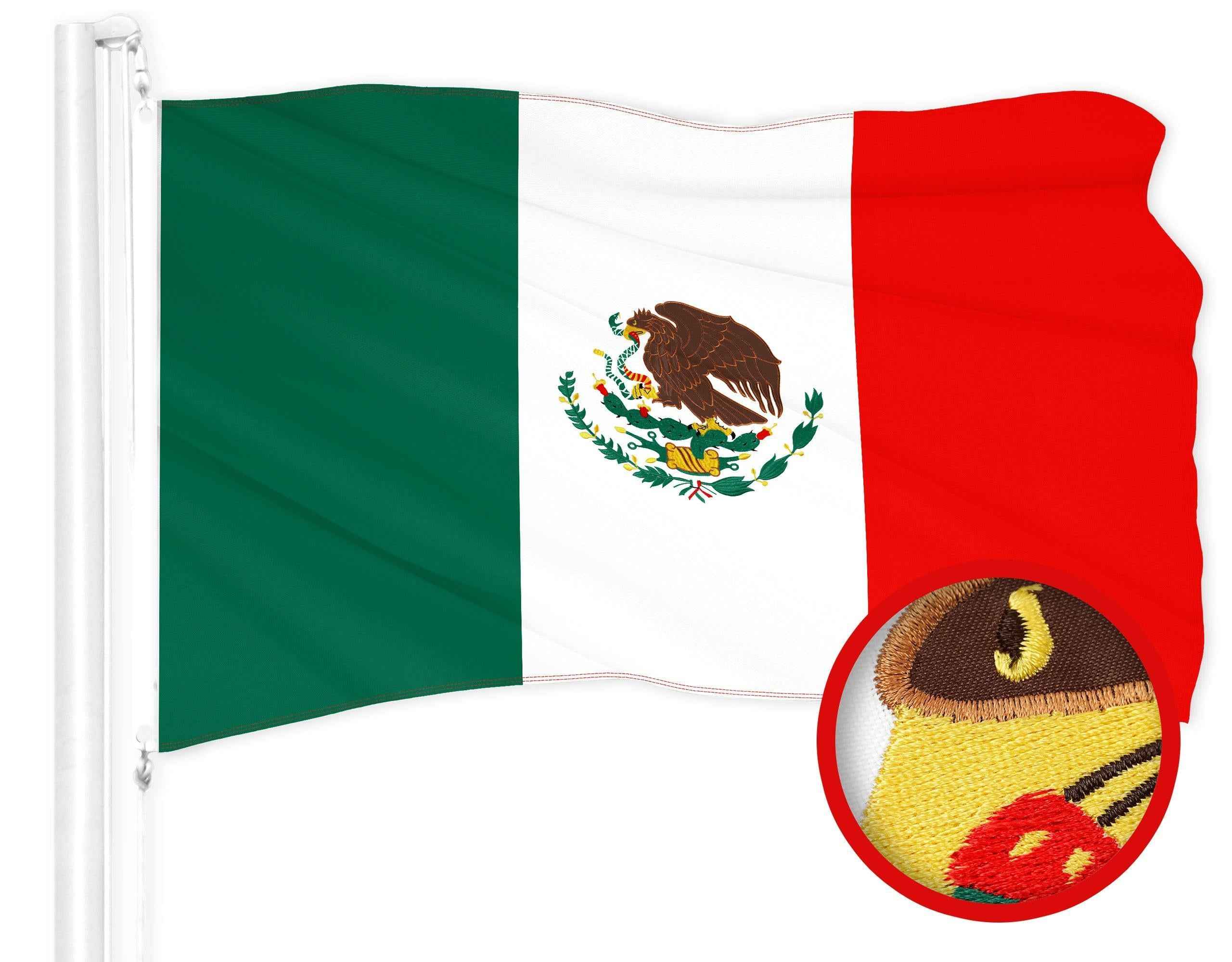 G128 Mexico Mexican Flag | 2x3 Ft | ToughWeave Series Embroidered 300D Polyester | Country Flag, Embroidered Design, Indoor/Outdoor, Brass Grommets