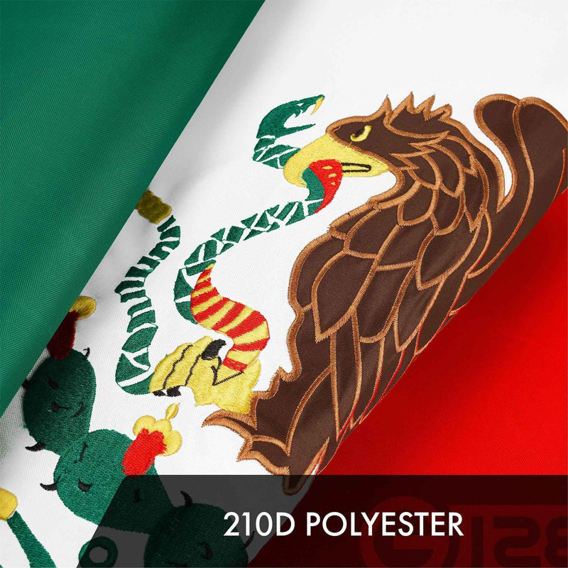 G128 Mexico Mexican Flag | 2x3 Ft | ToughWeave Series Embroidered 300D Polyester | Country Flag, Embroidered Design, Indoor/Outdoor, Brass Grommets