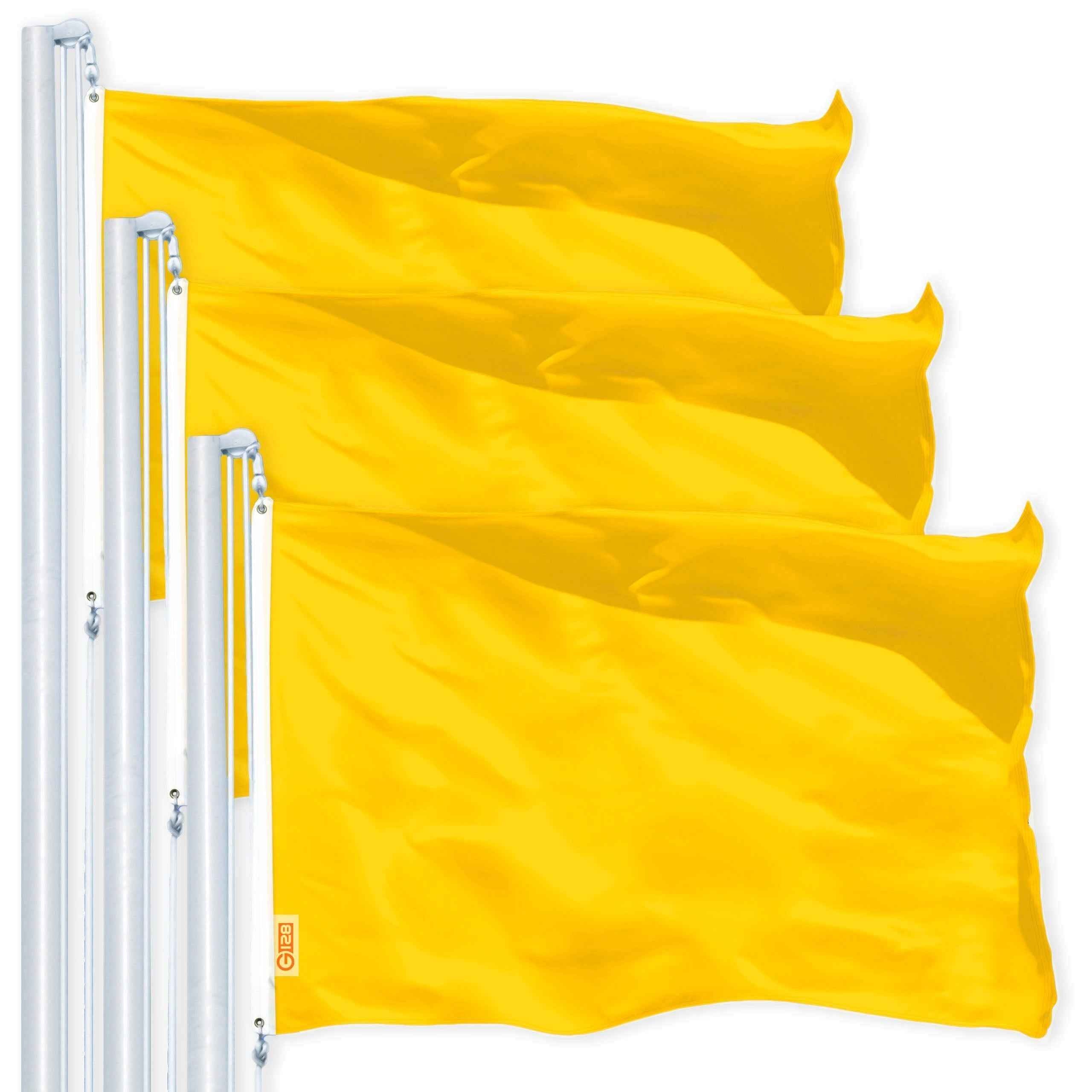 Solid Golden Yellow Color Flag 3x5 Ft 3-Pack Printed 150D Polyester By G128