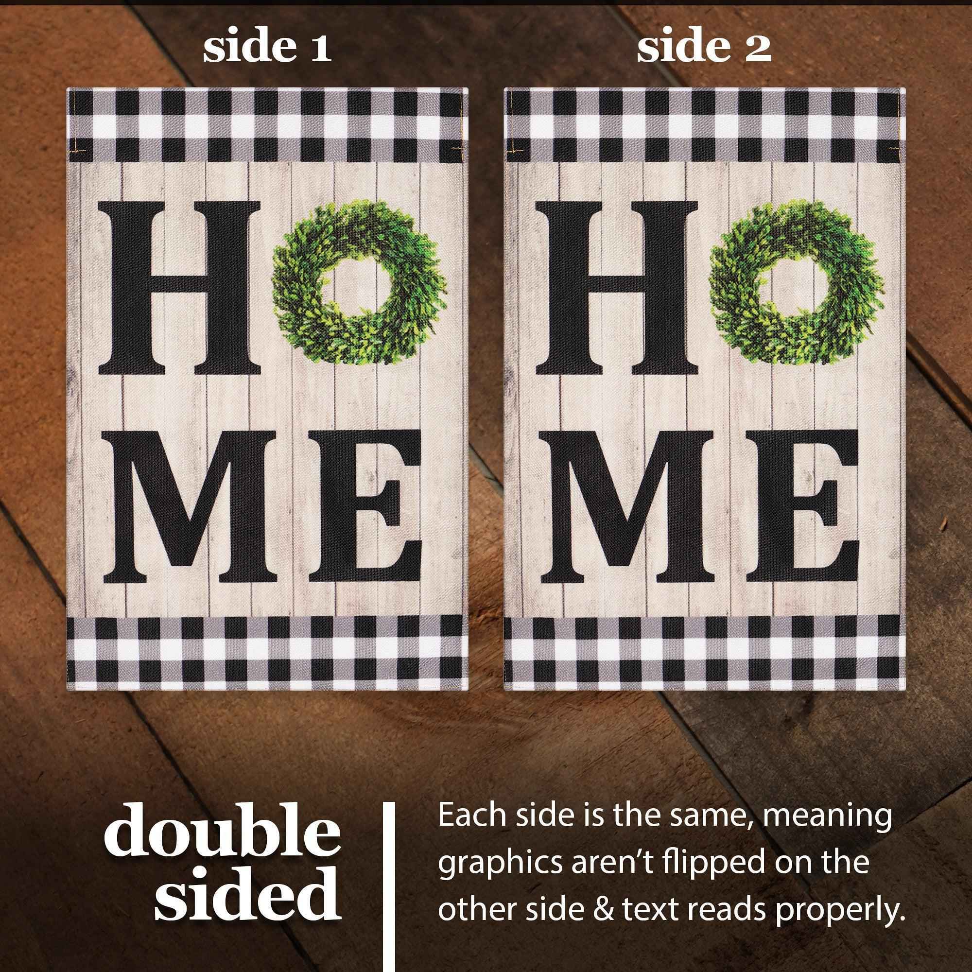 G128 Garden Flag Home Sweet Home Wreath | 12x18 Inch | Printed Burlap Polyester - Everyday Decoration