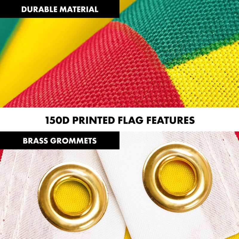 G128 Combo Pack: 6 Ft Tangle Free Aluminum Spinning Flagpole (White) & Grenada Grenadian Flag 3x5 Ft, LiteWeave Pro Series Printed 150D Polyester | Pole with Flag Included