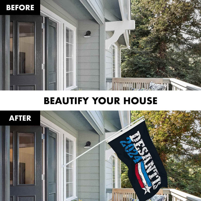 G128 Combo Pack: 6 Ft Tangle Free Aluminum Spinning Flagpole (White) & DeSantis Election 2024 Flag 3x5 Ft, LiteWeave Pro Series Printed 150D Polyester | Pole with Flag Included