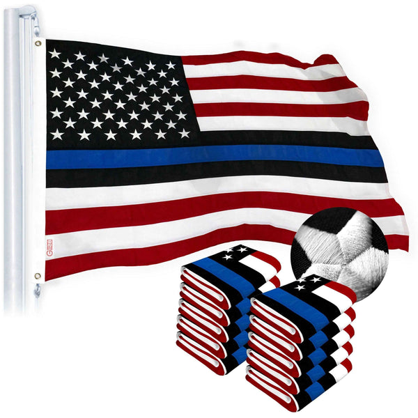 G128 10 PACK: Blue Lives Matter Flag 3x5 Ft Embroidered Spun Polyester